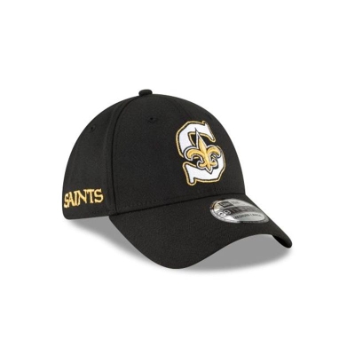 Black New Orleans Saints Hat - New Era NFL Logo Mix 39THIRTY Stretch Fit Caps USA1905362